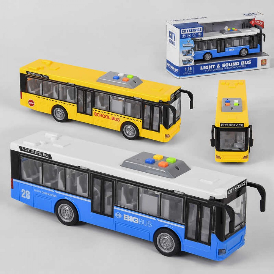 Автобус WY 910 AB (24) 2 види, інерція, світло, звук, в коробці