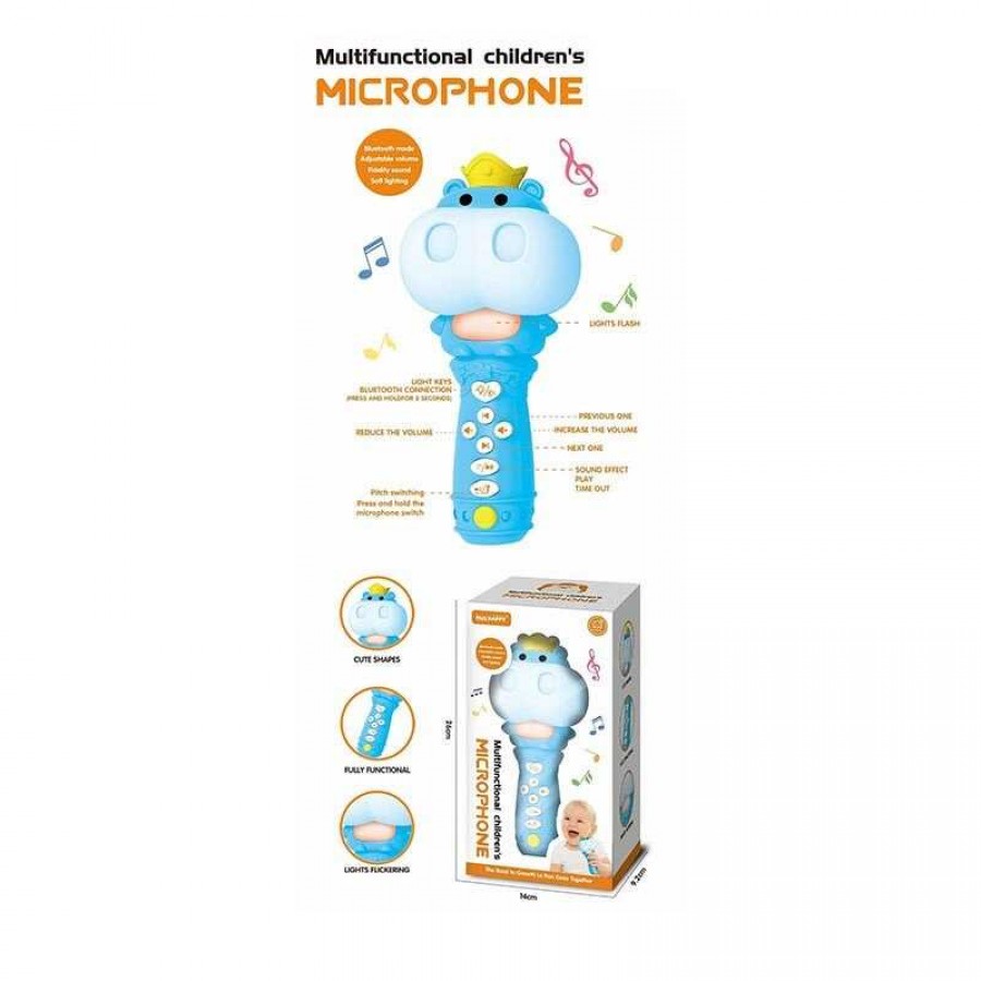 Мікрофон YK 7020 B (48)“Бегемот”, вбудований акумулятор, USB Type-C, Bluetooth, підсвічування, музика, зміна гучності, зміна голосу, в коробці