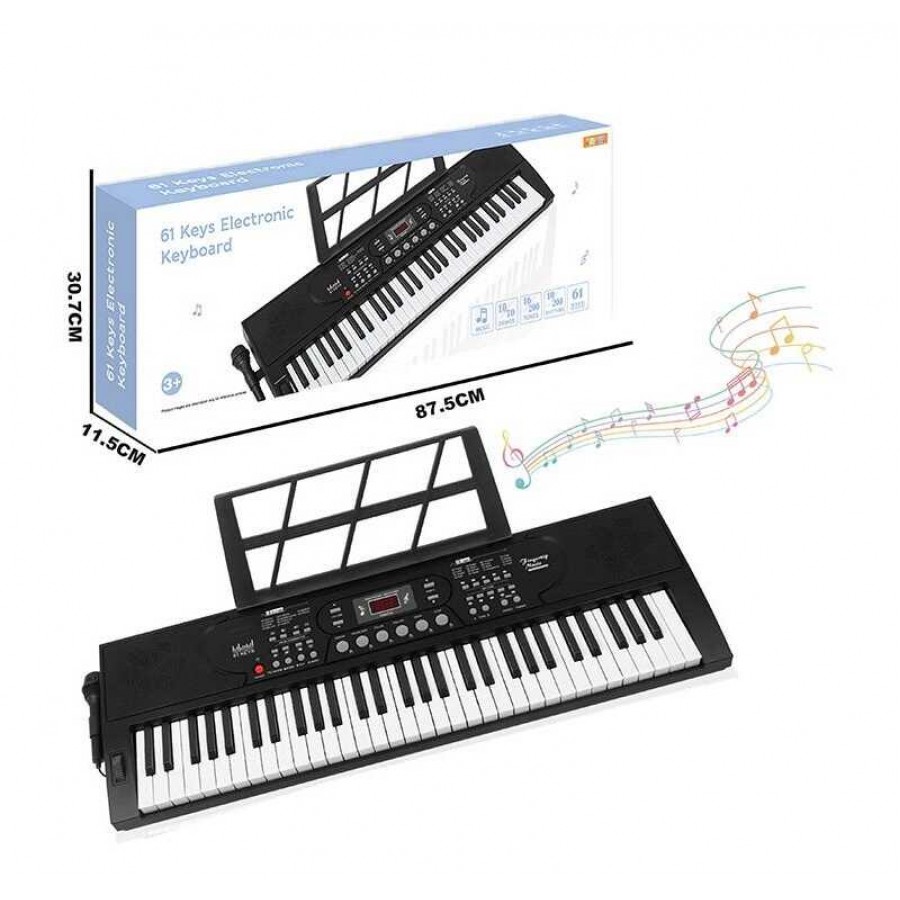 Синтезатор R 677 (5) 61 клавіша, 16 тембрів, 10 ритмів, 6 демо мелодій, “sound edit”, мікрофон, працює від мережі/батарейок, звуки музичних інструментів, функція програмування, в коробці