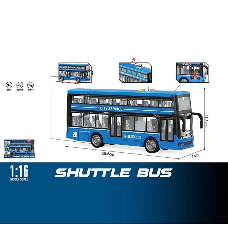 Автобус WY 912 B (24) звуки, підсвічування, інерційний механізм, масштаб 1:16, дверцята відчиняються, в коробці