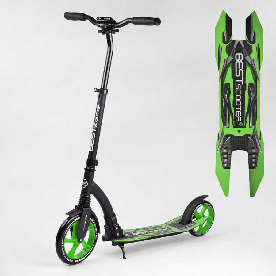Самокат двоколісний Best Scooter 52266 (4) колеса PU - переднє 23 см, заднє - 20 см, 1 амортизатор, широкий руль, зажим руля, в коробці
